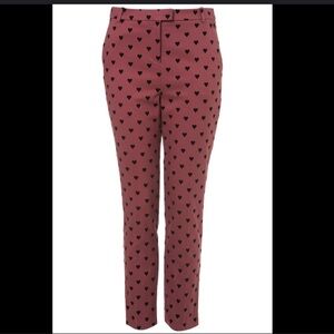 Topshop Heart Cropped Pants. Dusty Rose with black hearts. Women’s US 8 …